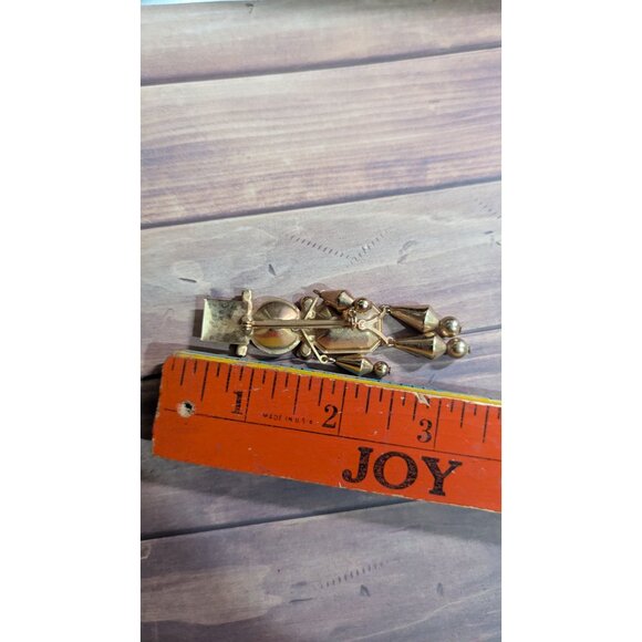 Vintage Jester-Inspired Rhinestone Brooch Gold-Tone Mardi Gras Clown Design Red - Picture 6 of 6